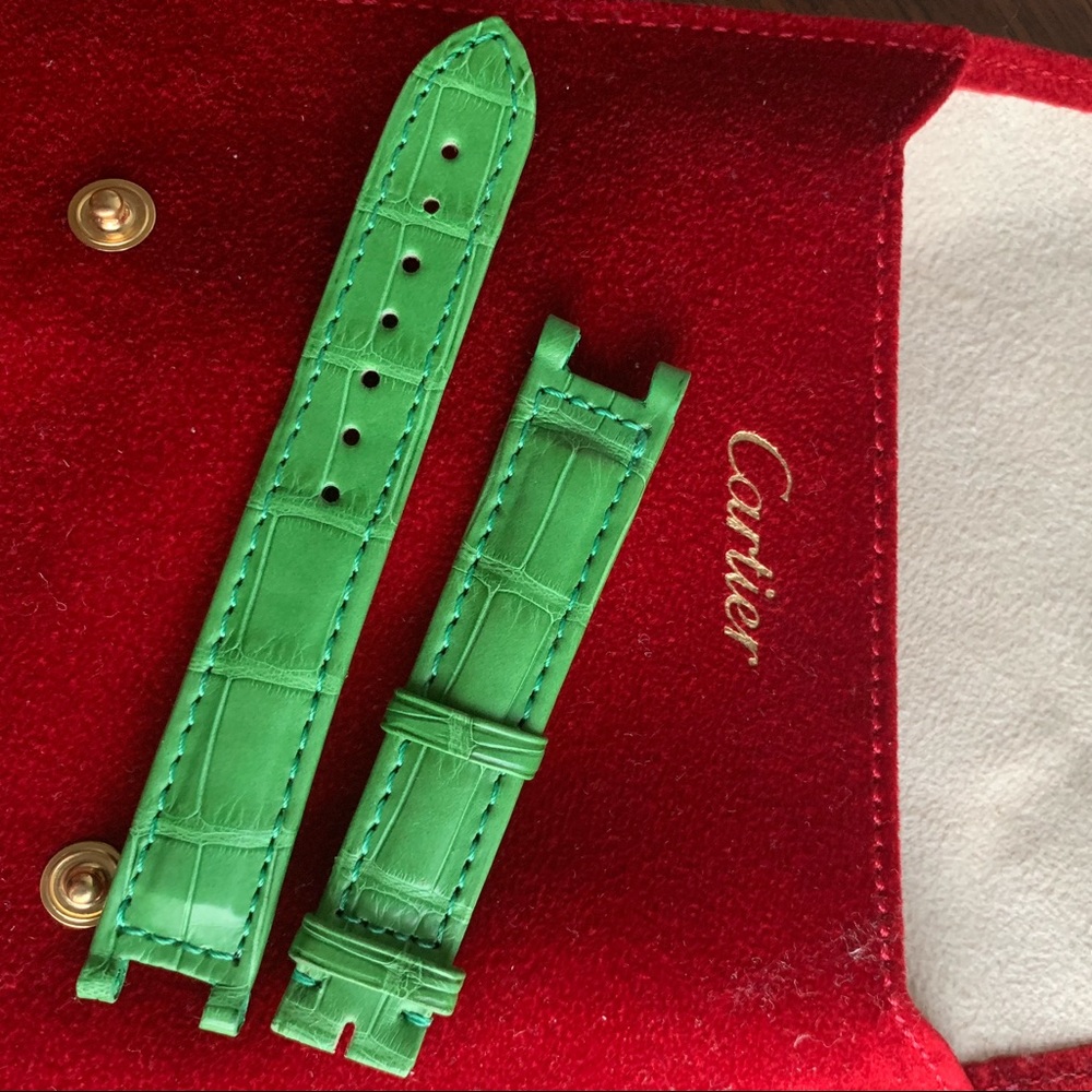 Cartier new green alligator 🐊 Pasha watch strap